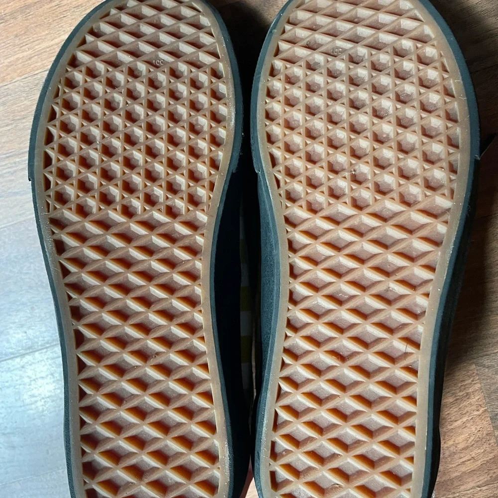 Youth Boys Girls Kids 5.5 Yellow White Checkered Check VANS Sneakers‎ Shoes
